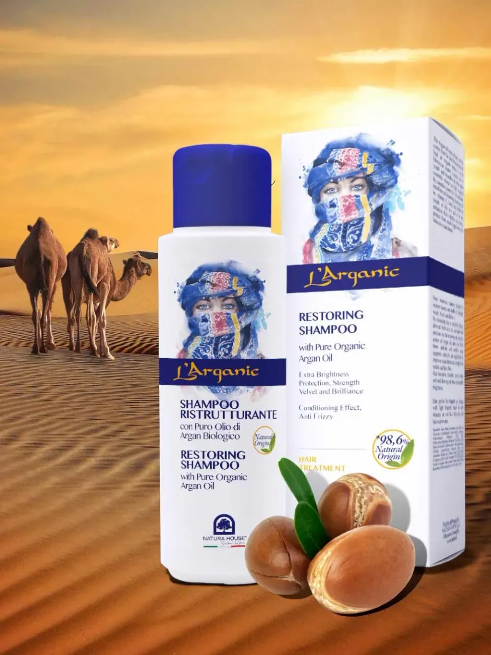 LArganic Argan herstellende shampoo 250ml droog broos haar