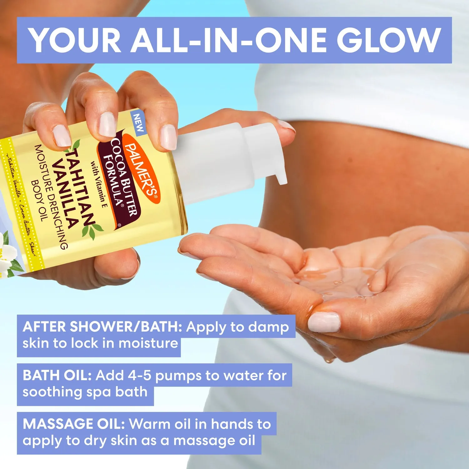 Palmer's Cocoa Butter Tahitian Vanilla bodyolie droge huid