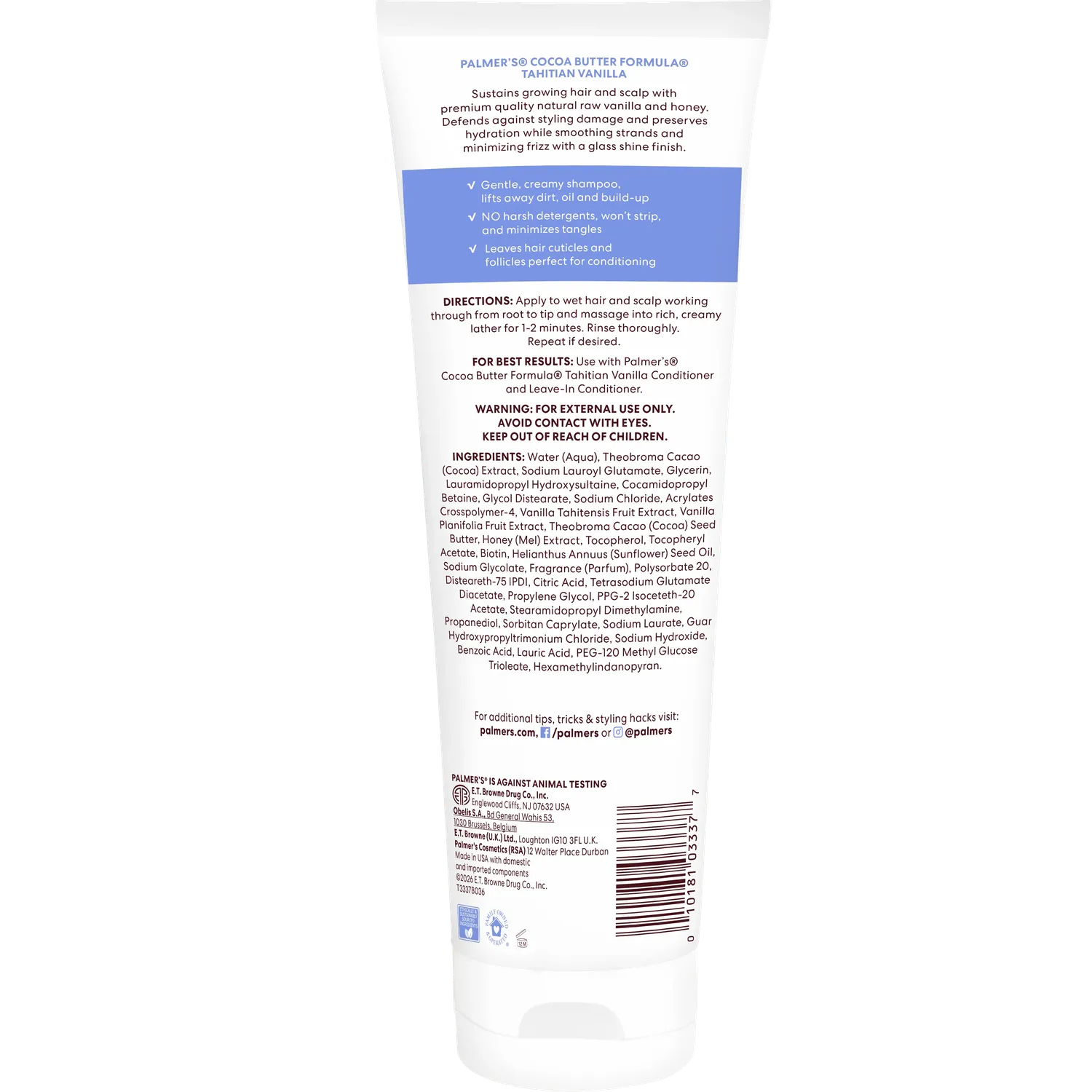 Palmer's Tahitian Vanilla Shampoo zonder sulfaat vanille honing