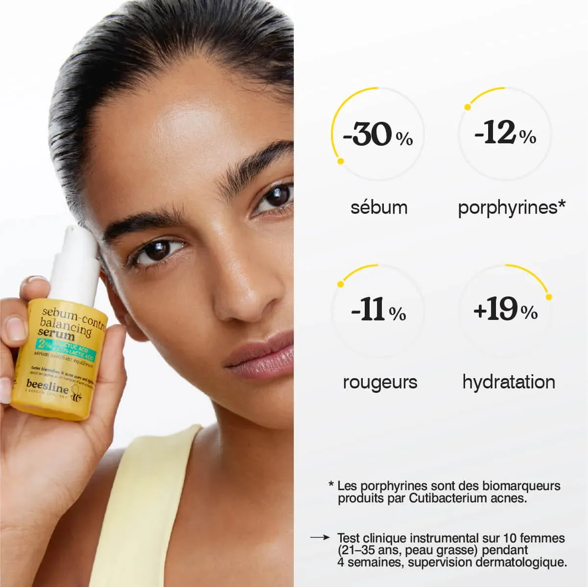 Beesline Balancing Mattifying Serum BHA AHA vettere huid