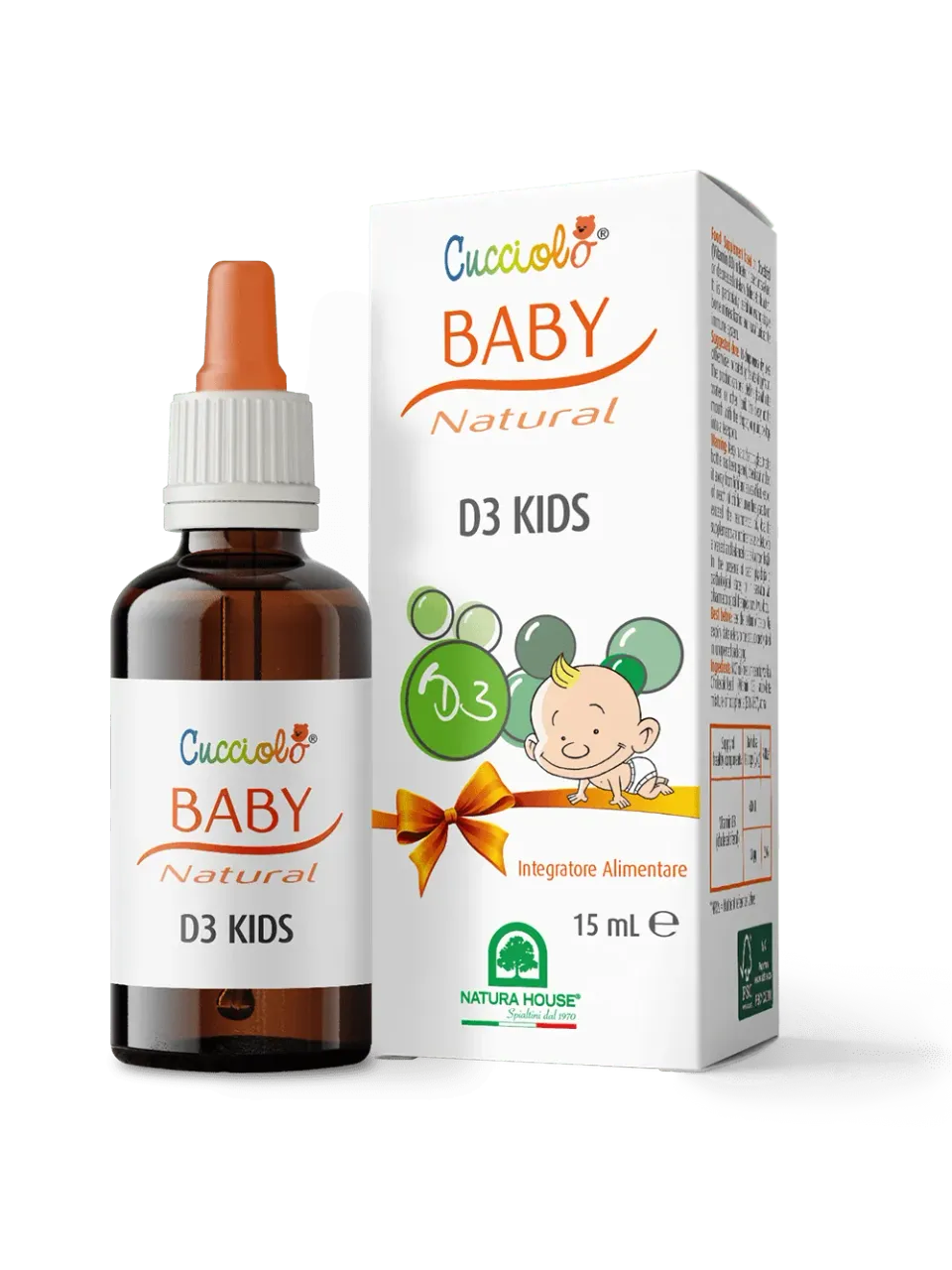 Natura House Cucciolo Baby Natural D3 Kids vitamine D3 druppels 15 ml