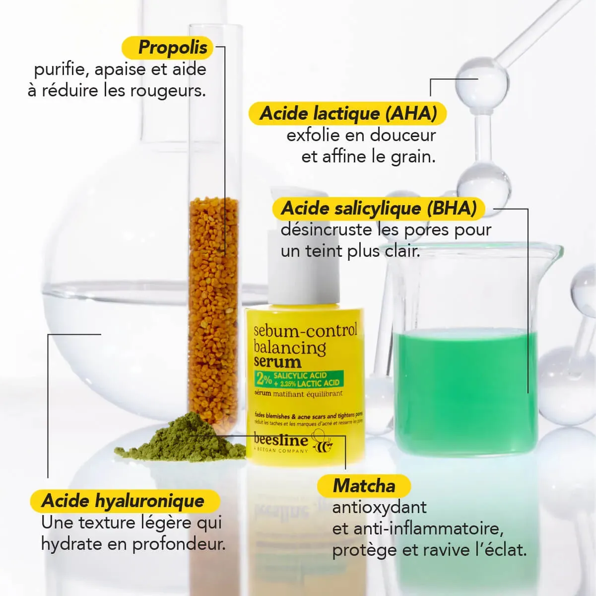 Beesline Balancing Mattifying Serum BHA AHA vettere huid