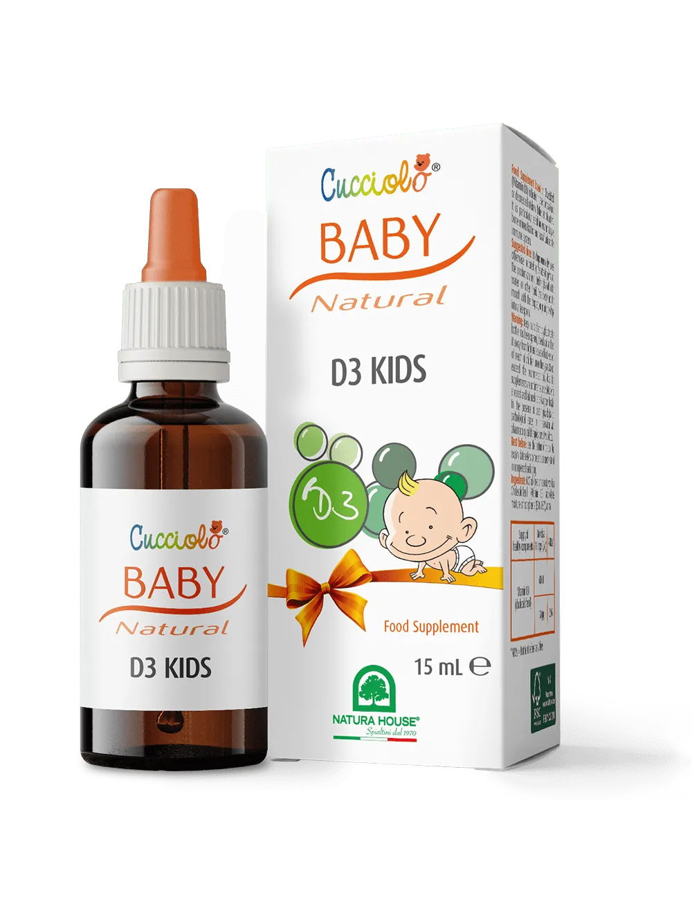 Natura House Cucciolo Baby Natural D3 Kids vitamine D3 druppels 15 ml