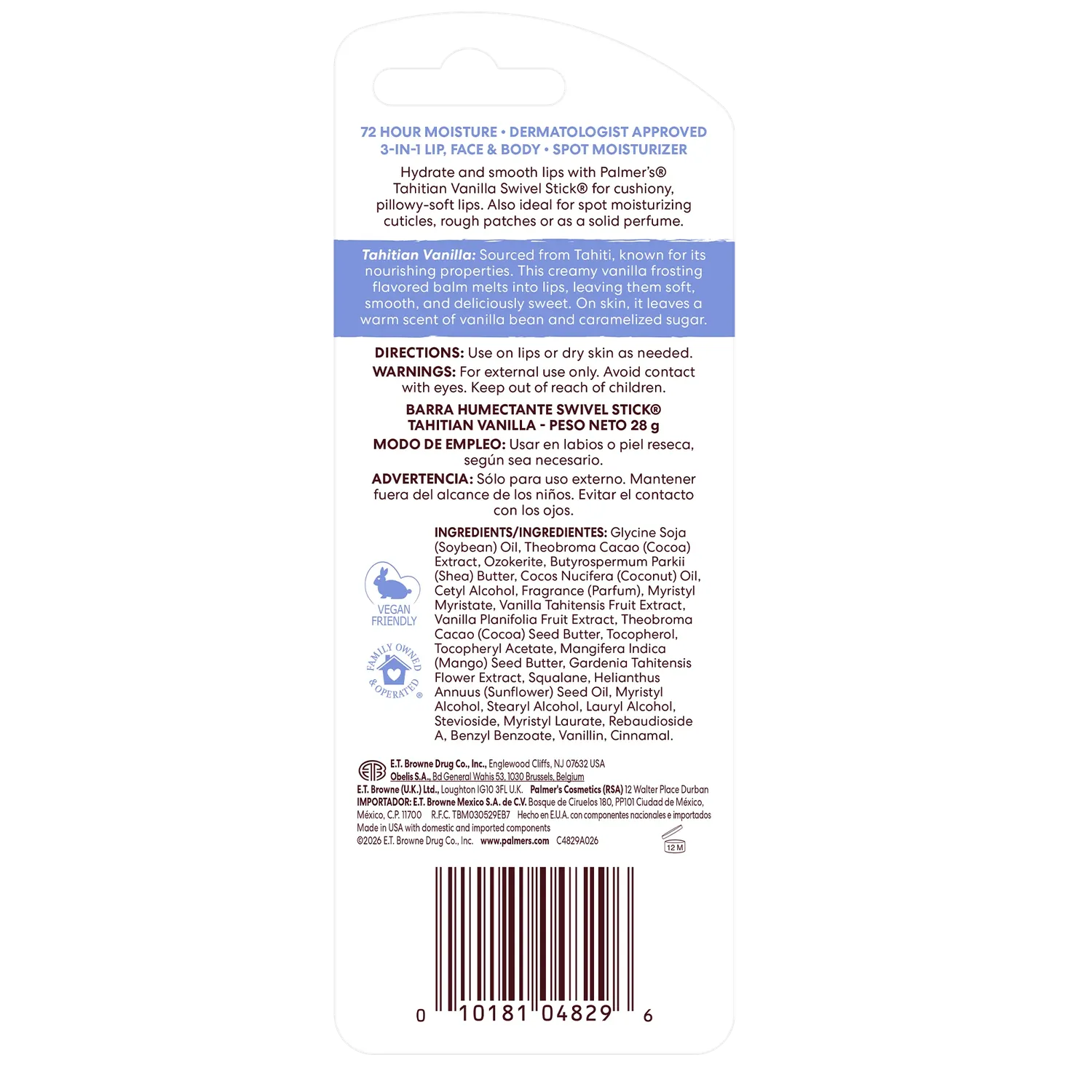 Palmer's Tahitian Vanilla Swivel Stick lippenbalsem vanille