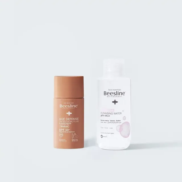 Beesline Age Defense Tinted zonnefluid SPF50 + micellair water 100ml