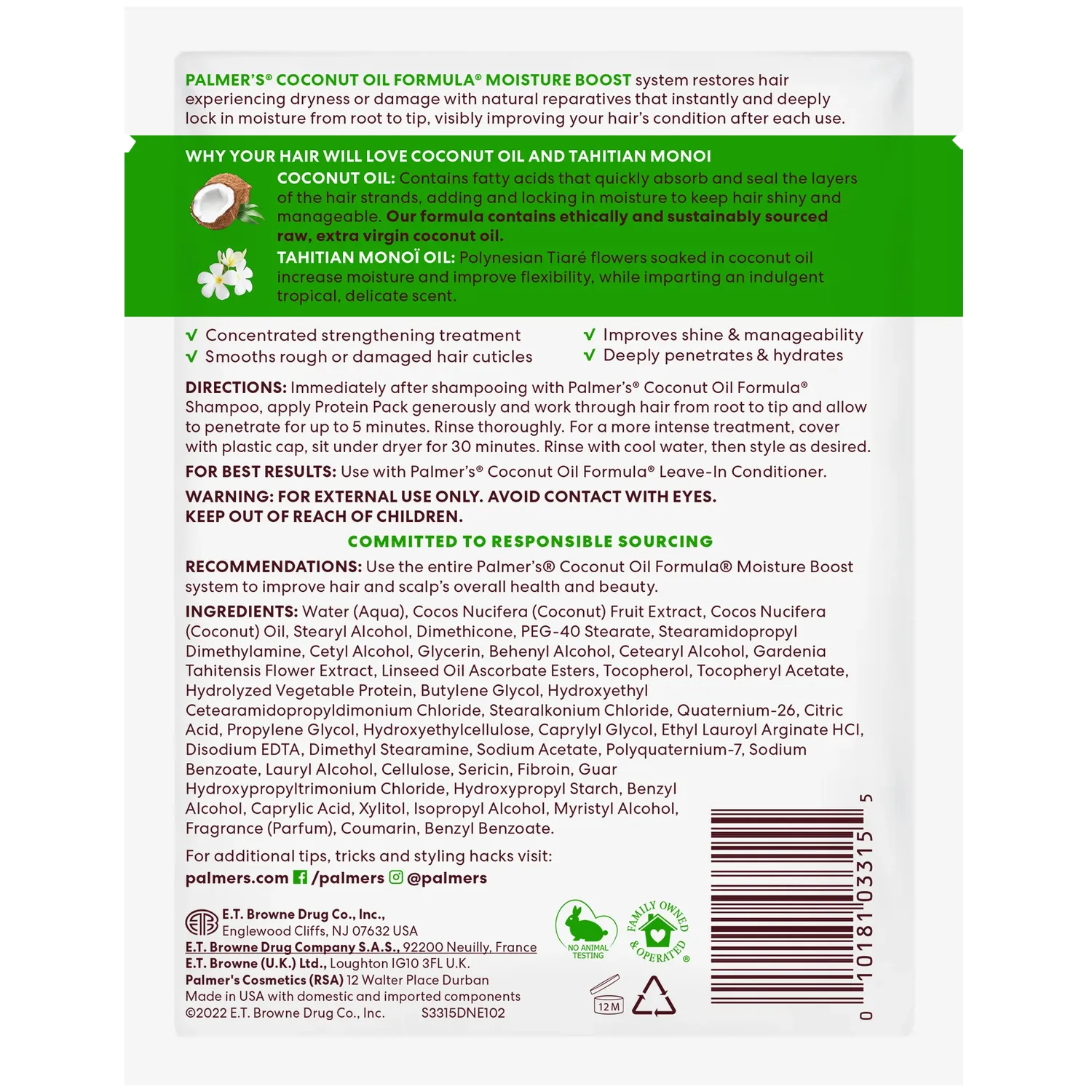 Palmer's Coconut Oil haarmasker 60 g droog haar
