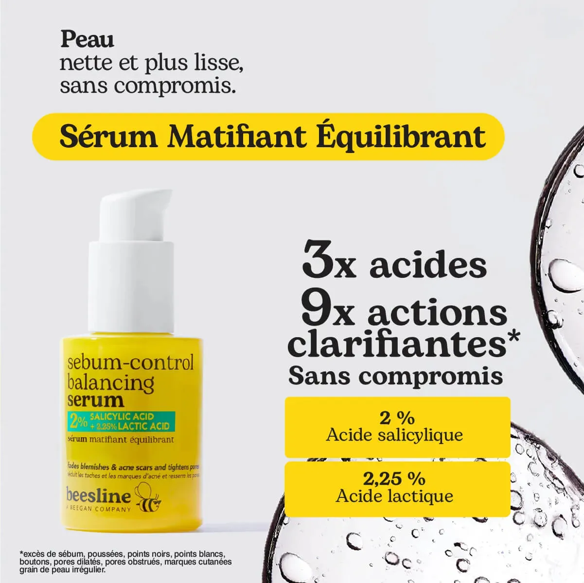 Beesline Balancing Mattifying Serum BHA AHA vettere huid
