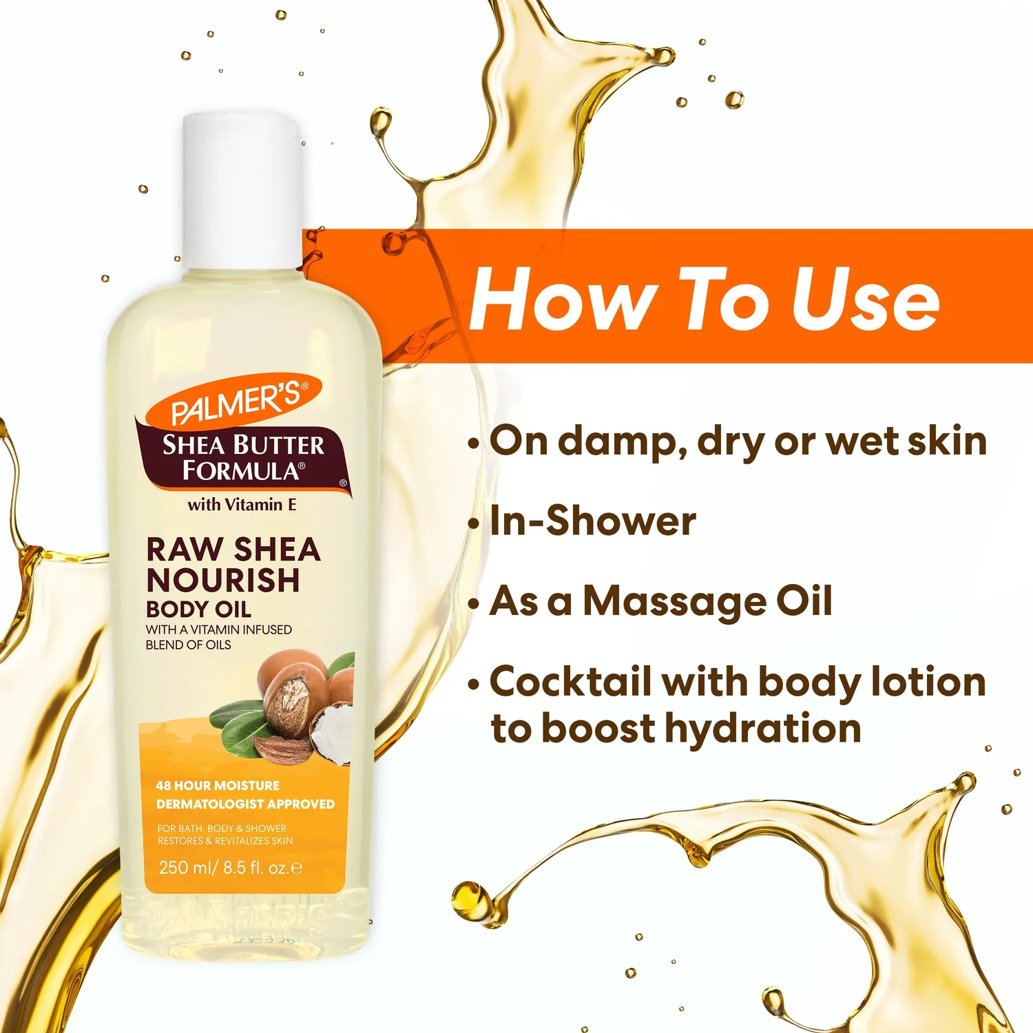 Palmer's Raw Shea Nourish Body Oil lichaamsolie 250 ml droge huid