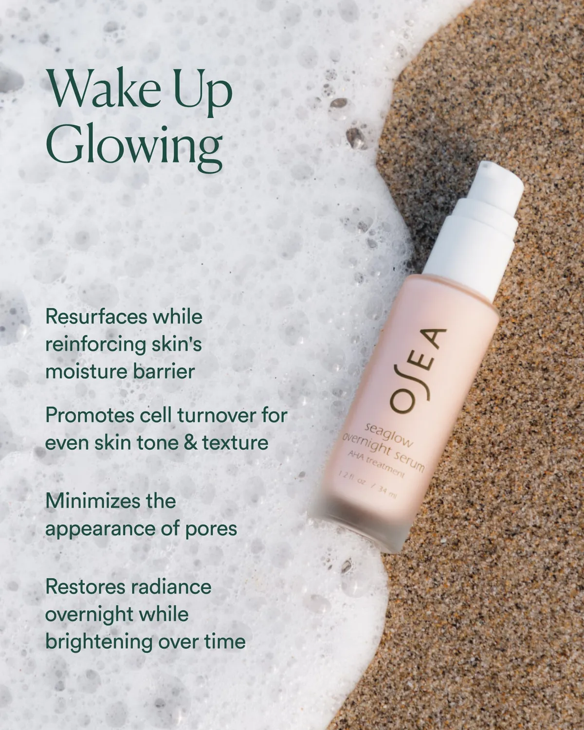 Osea Seaglow Overnight Serum AHA peeling 1.2 fl oz