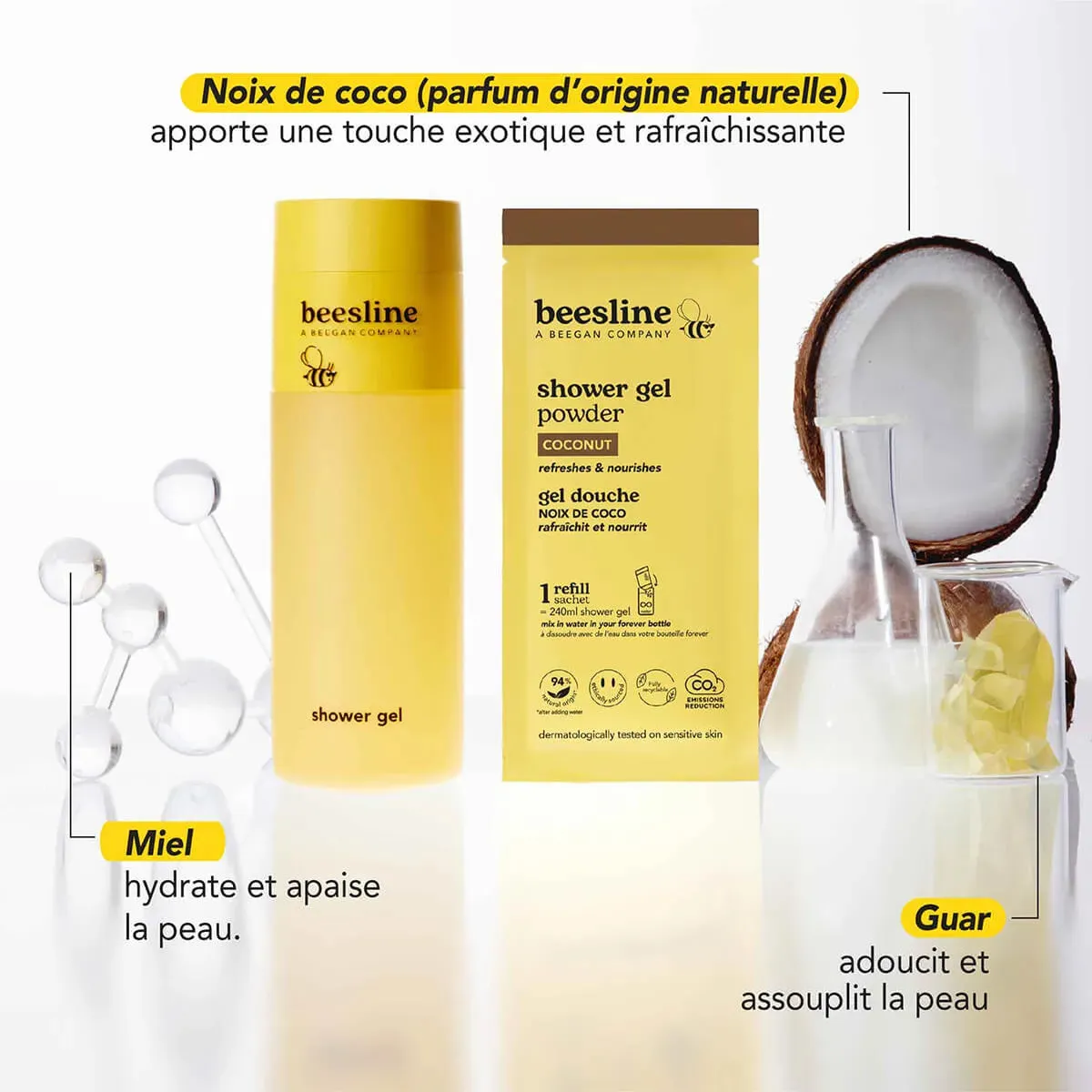 Beesline Powder douchegel kokos navulling sulfaatvrij zacht