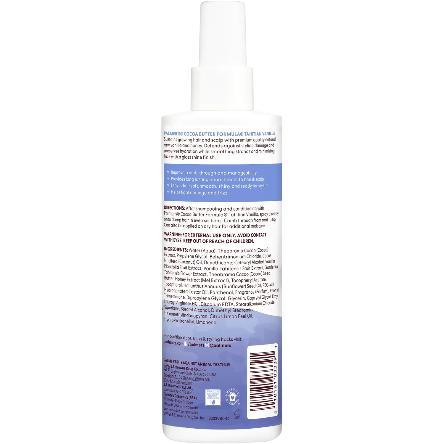 Palmer's Tahitian Vanilla Leave-In Conditioner spray vanille honing