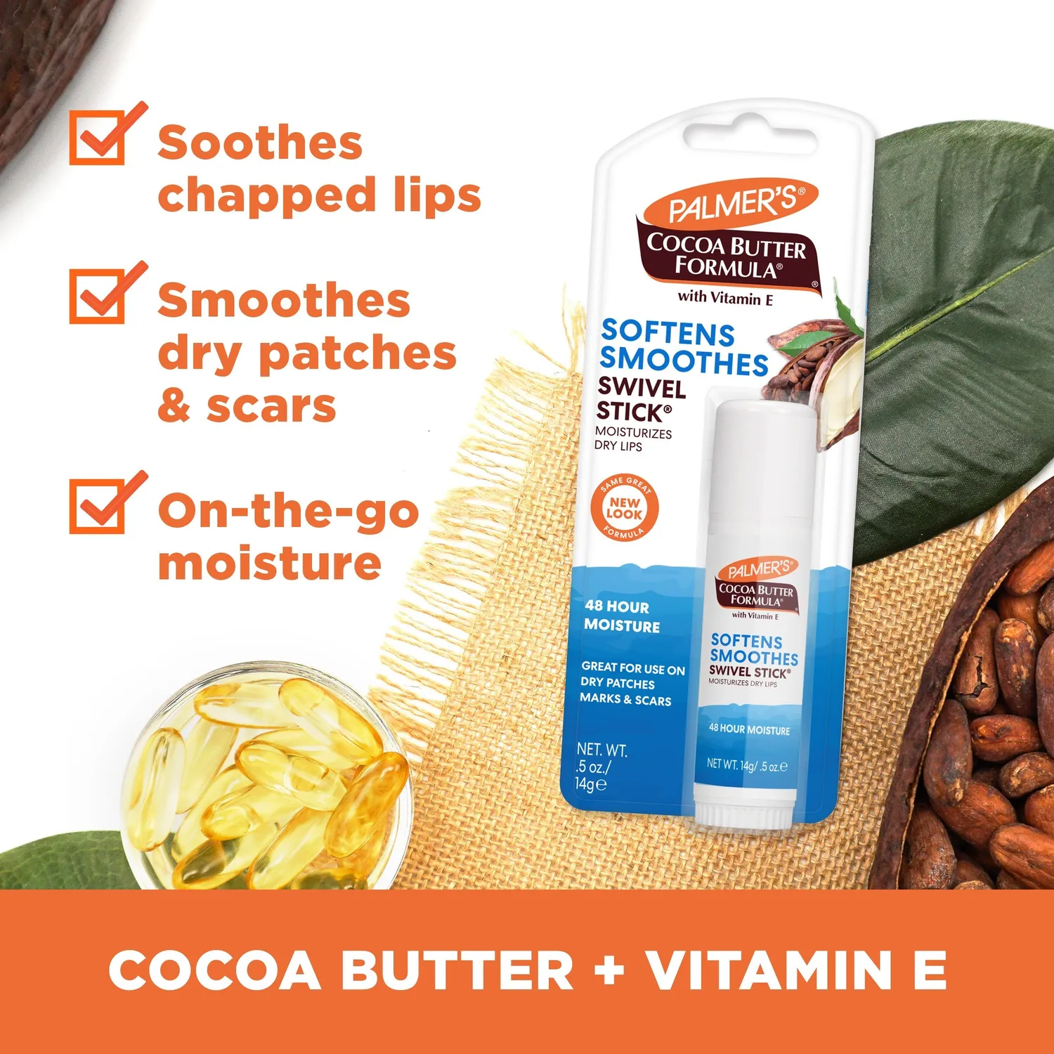 Palmer's Cocoa Butter Swivel Stick lippenbalsem 0.5 oz vitamine E