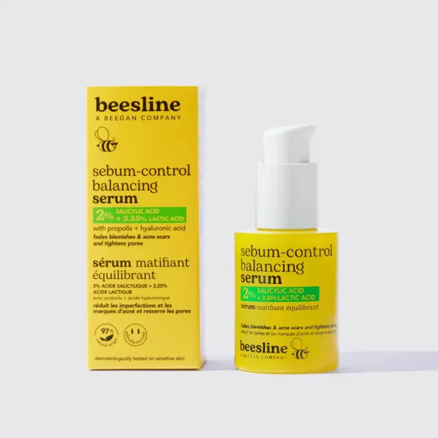 Beesline Balancing Mattifying Serum BHA AHA vettere huid
