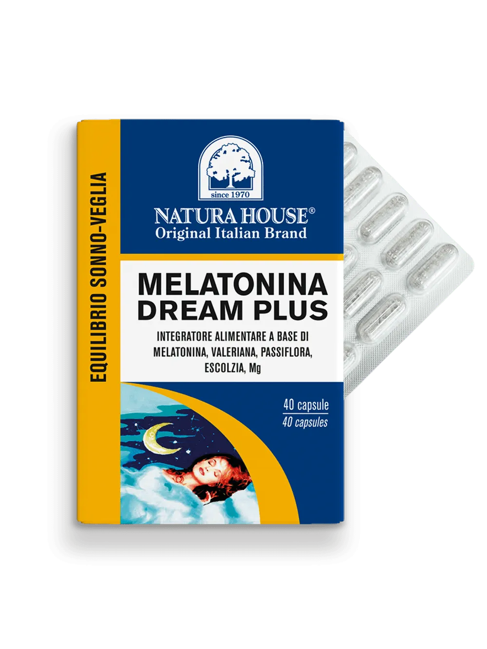 Natura House Melatonin Dream Plus slaapcapsules 40 stuks valeriaan