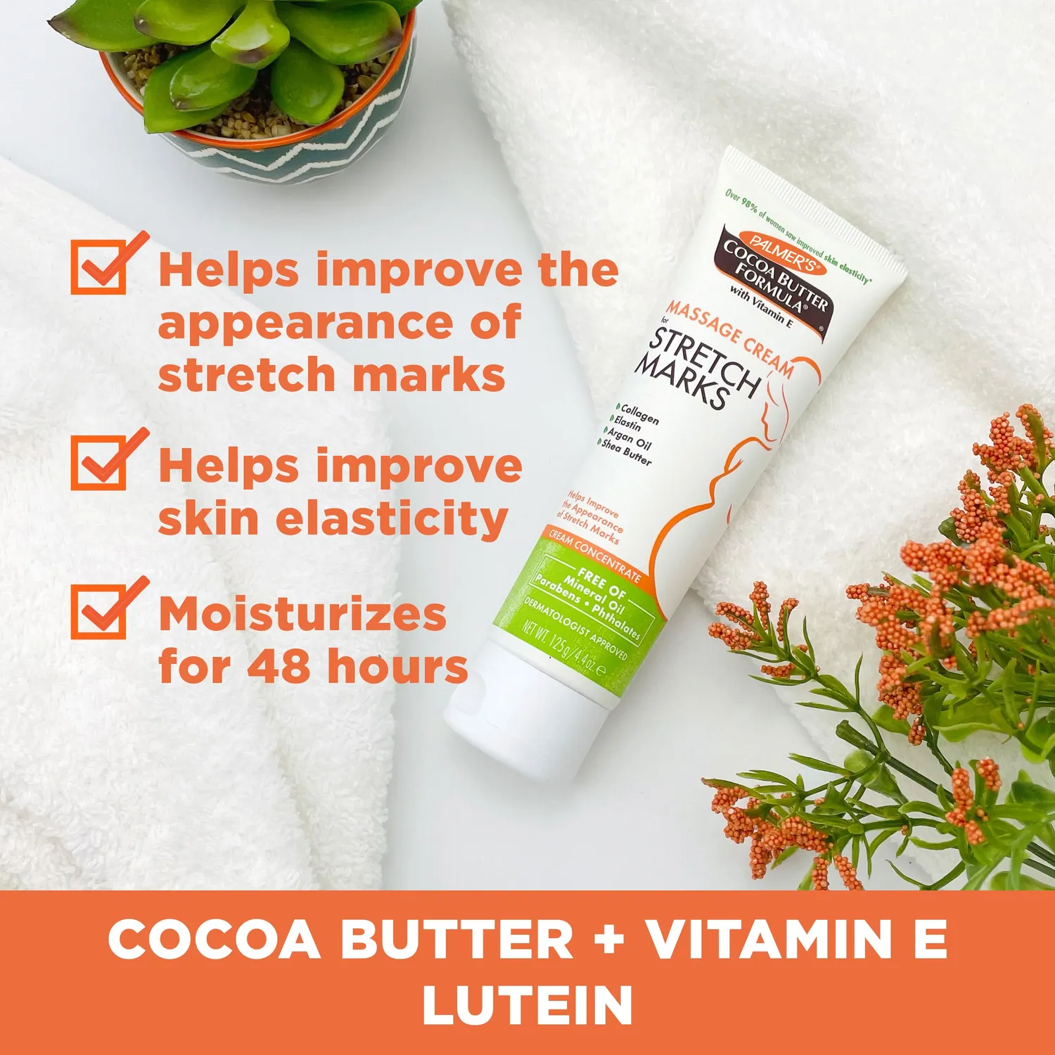 Palmer's Cocoa Butter Massage Cream striaecrème 4.4 oz buik