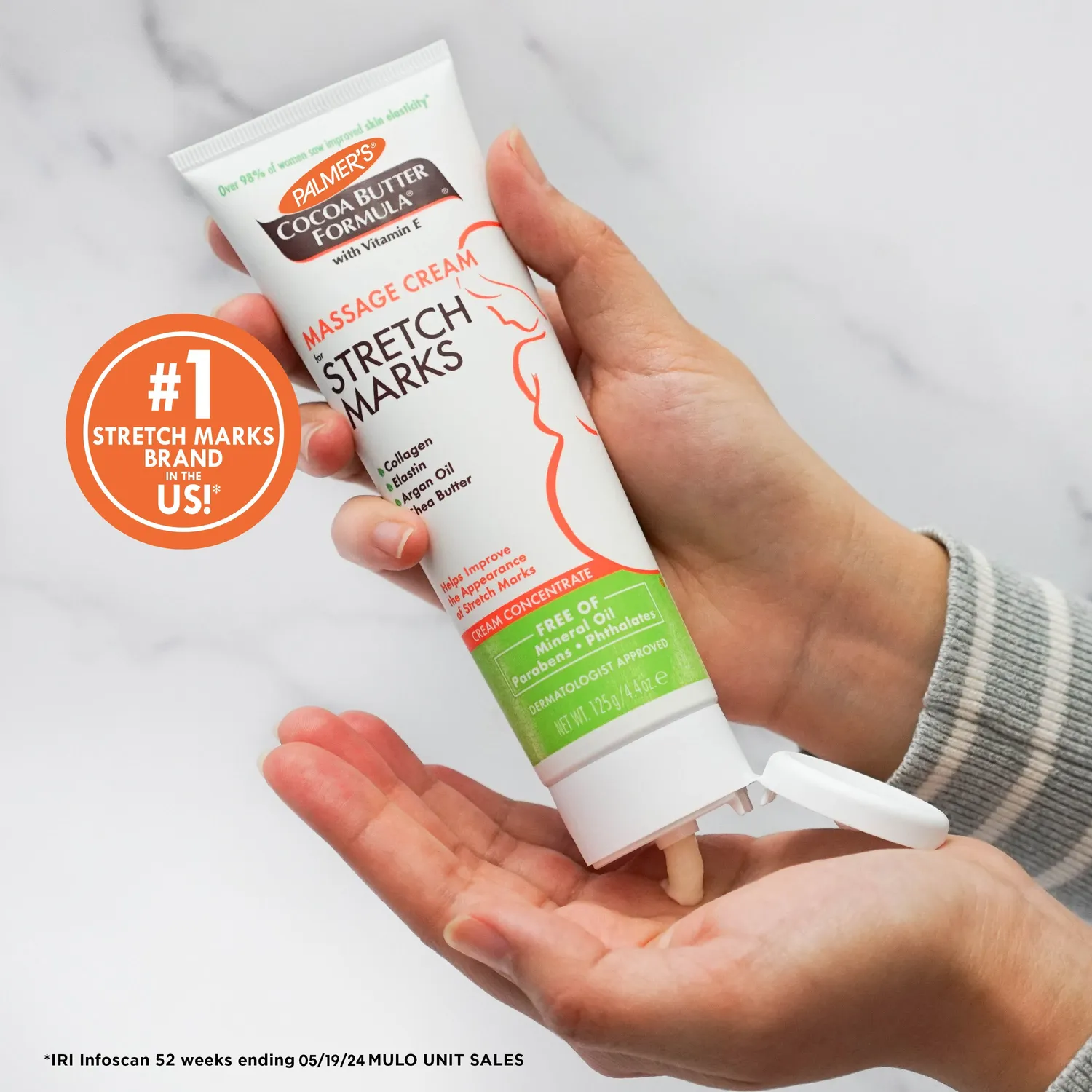 Palmer's Cocoa Butter Massage Cream striaecrème 4.4 oz buik