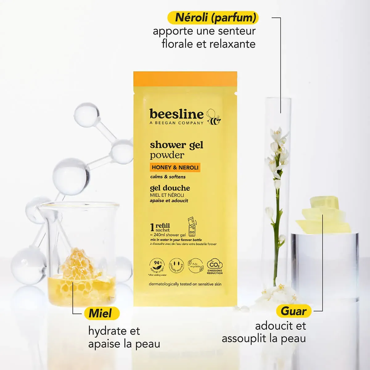 Beesline Honey Neroli douchegel poeder refill zacht