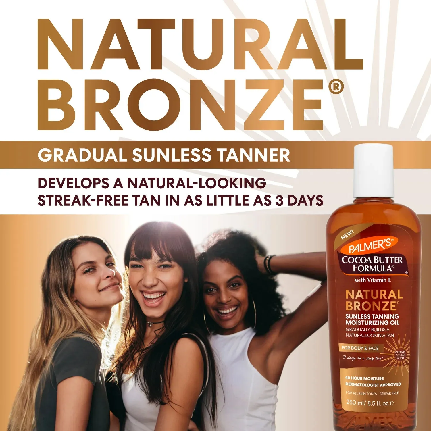 Palmer's Natural Bronze zelfbruinende olie cacaogeurnatuurlijk
