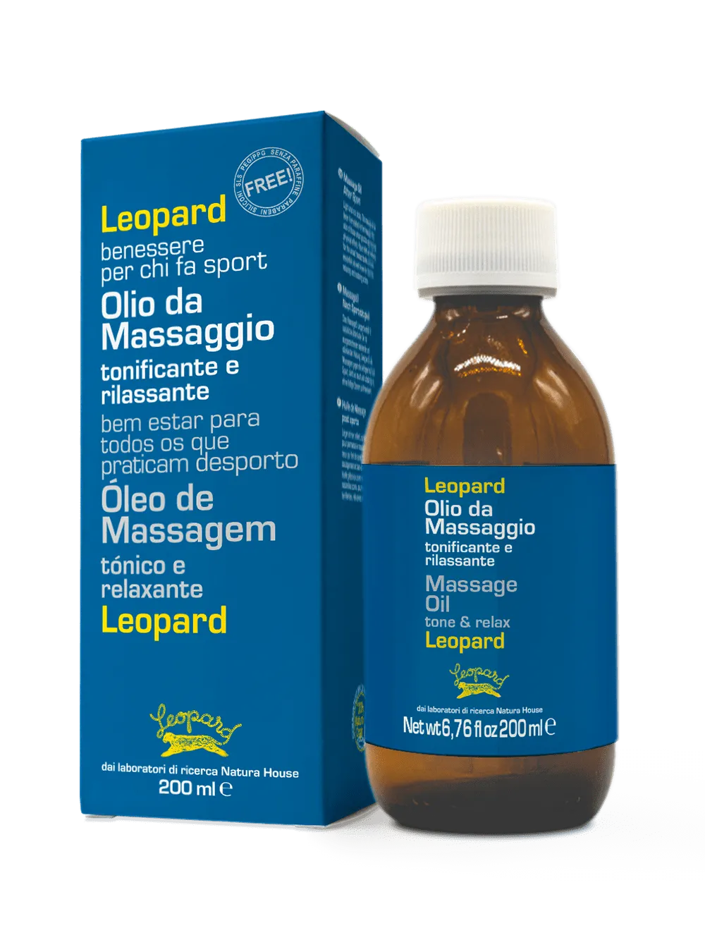 Natura House Leopard Sport massageolie 200ml ontspannend