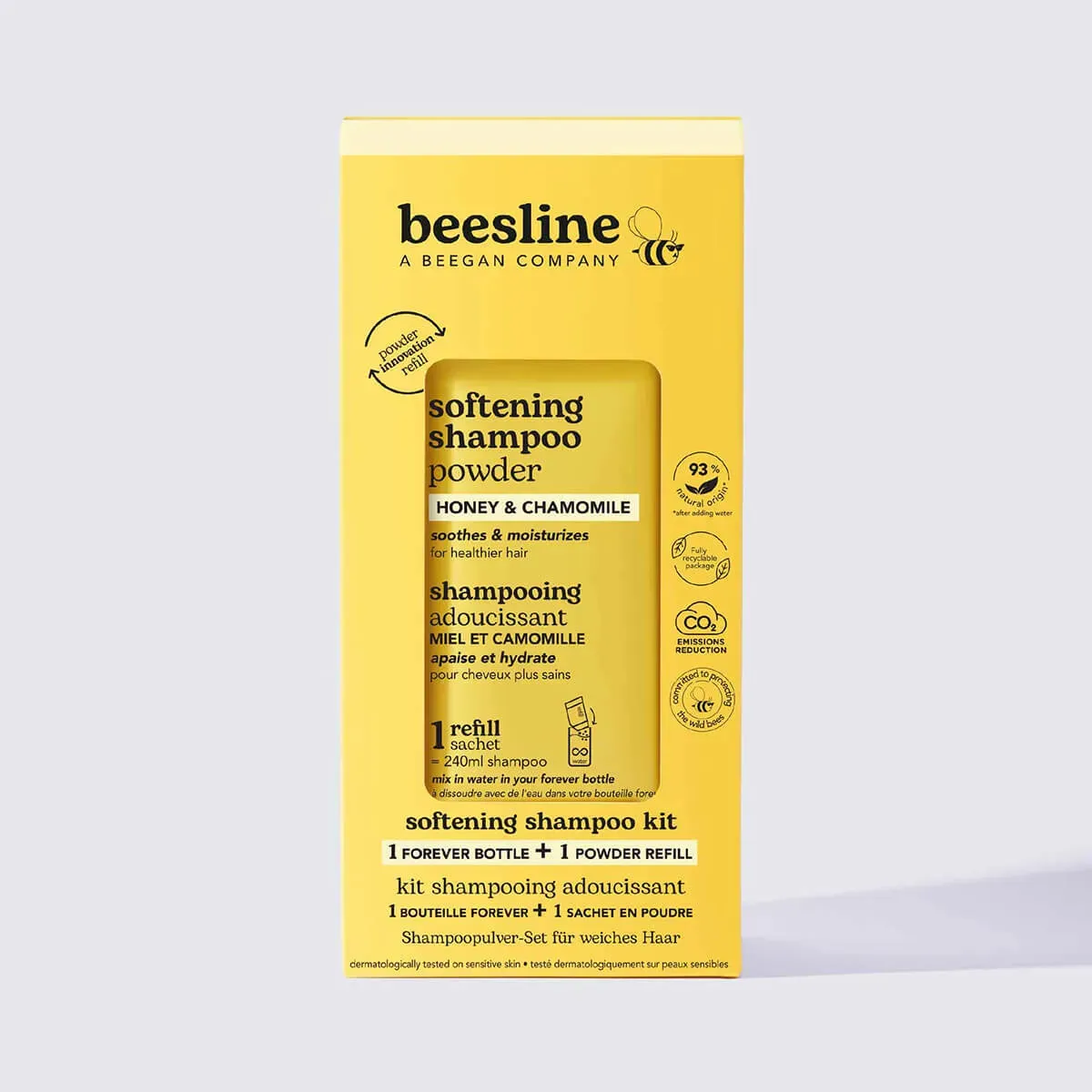 Beesline Honey & Chamomile poeder shampoo starterskit zacht
