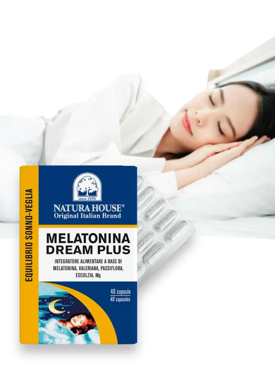 Natura House Melatonin Dream Plus slaapcapsules 40 stuks valeriaan