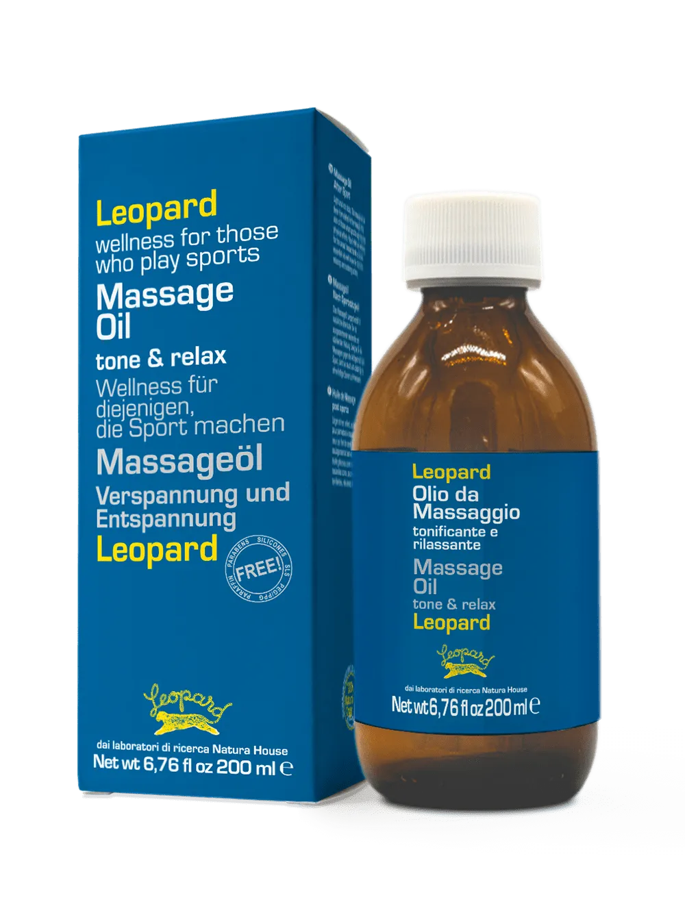 Natura House Leopard Sport massageolie 200ml ontspannend