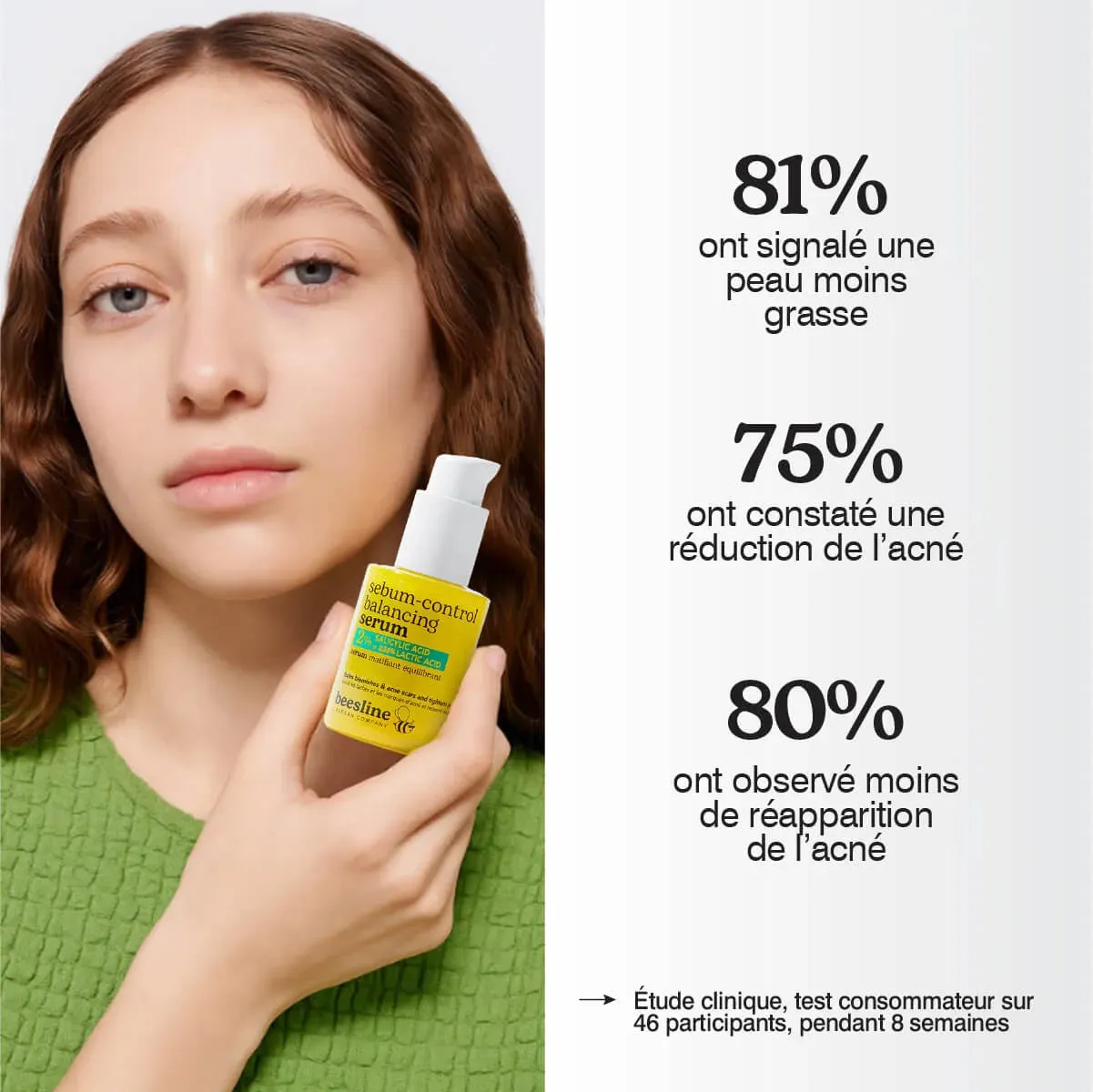 Beesline Balancing Mattifying Serum BHA AHA vettere huid