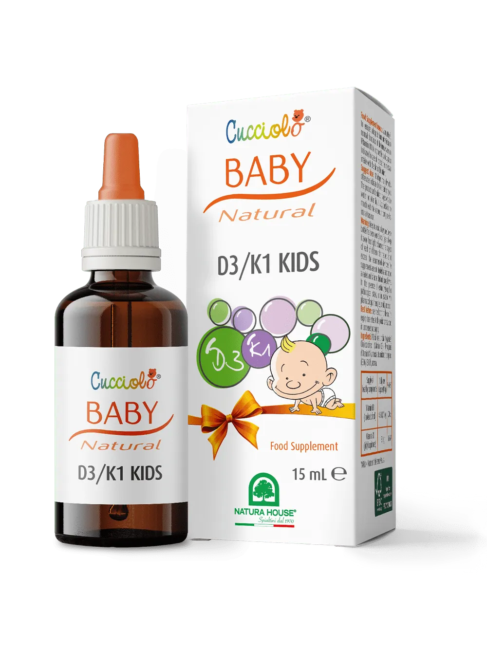 Natura House Cucciolo Baby vitamine D3+K1 druppels 15 ml