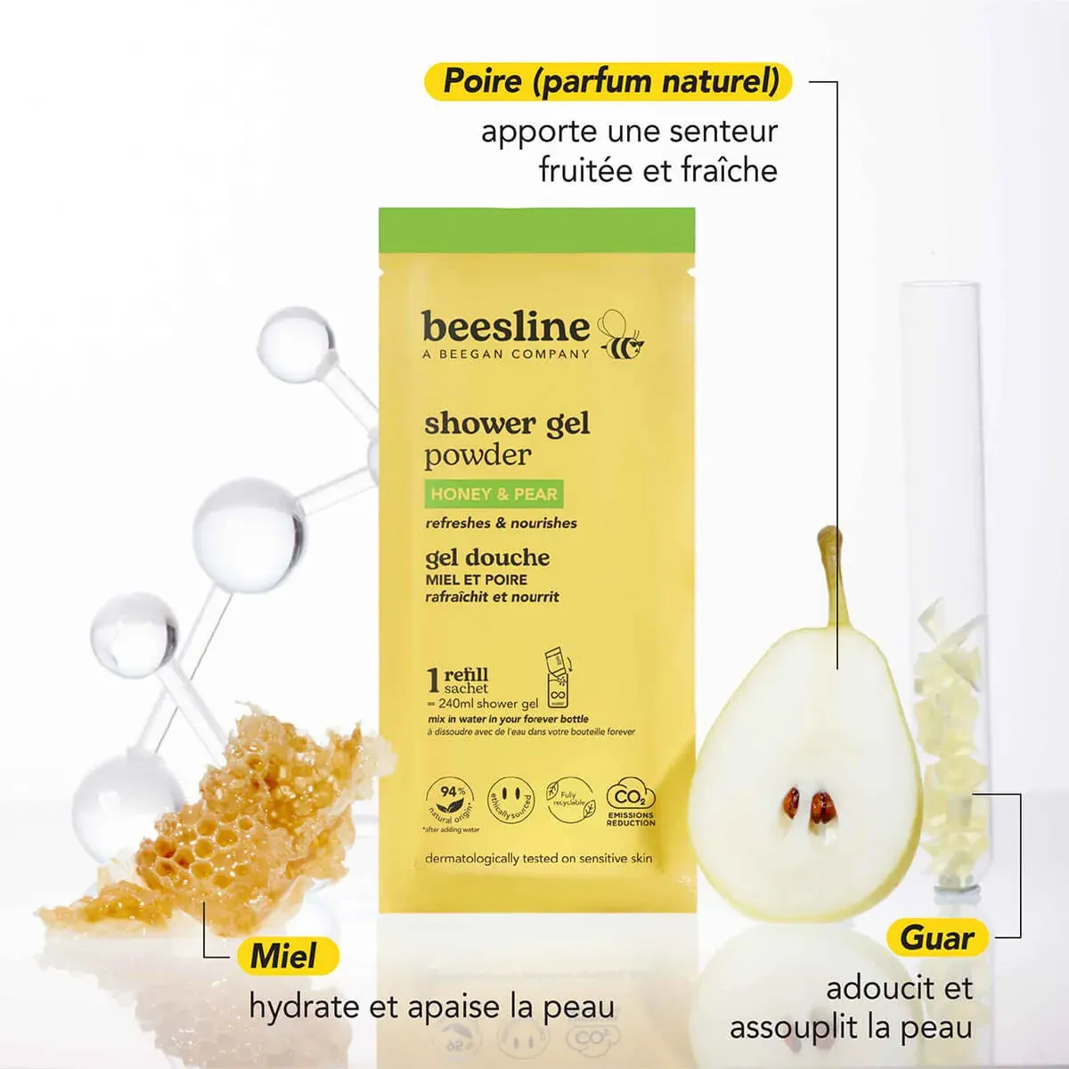 Beesline Powder Shower Gel douchegel Honing Peer refill