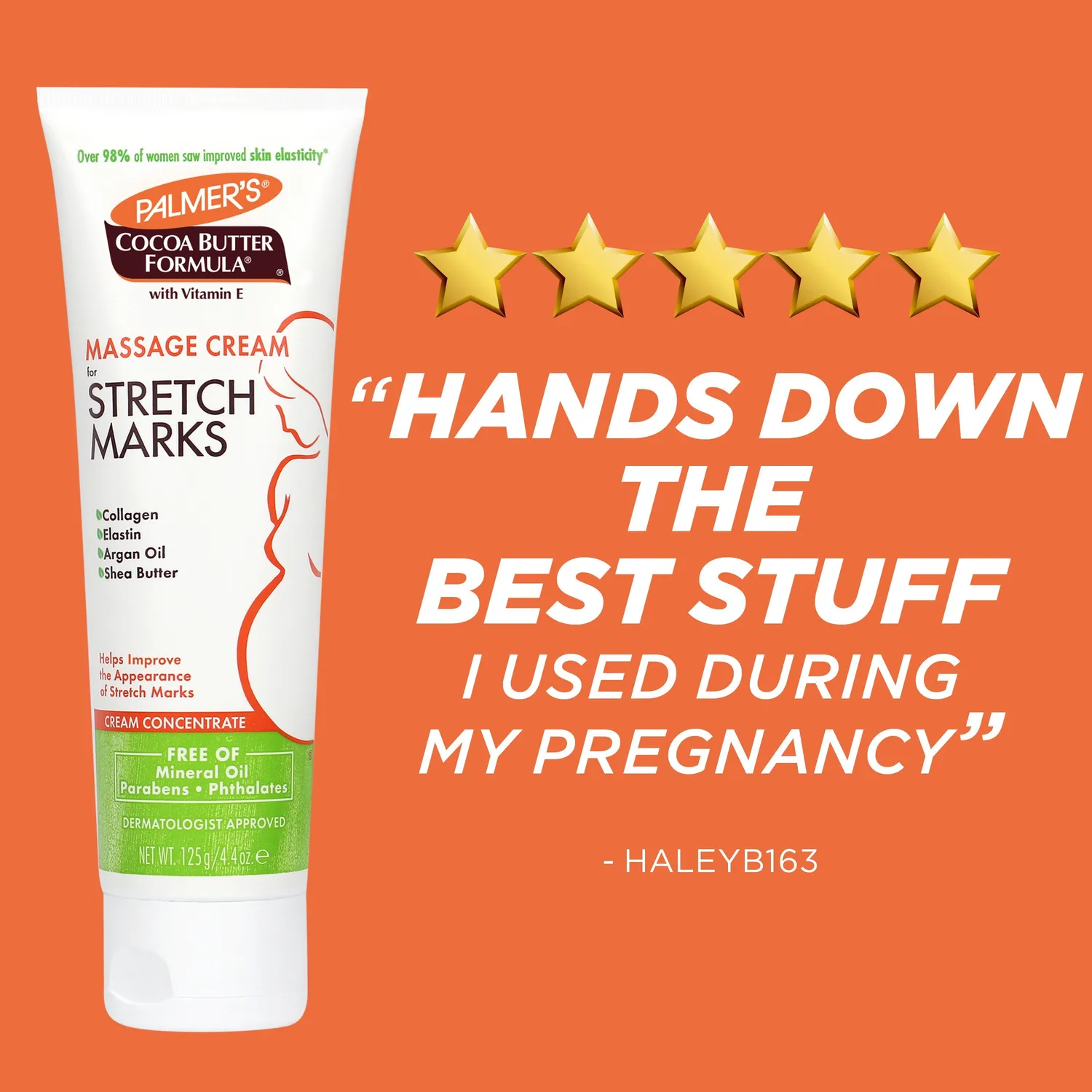 Palmer's Cocoa Butter Massage Cream striaecrème 4.4 oz buik