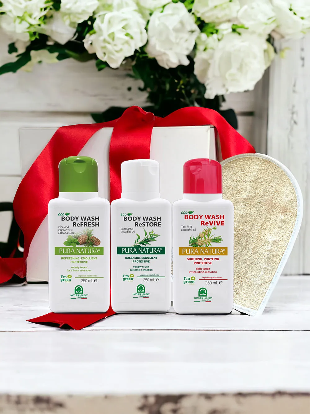 Natura House Eco Body Wash Set 3x250ml met loofah