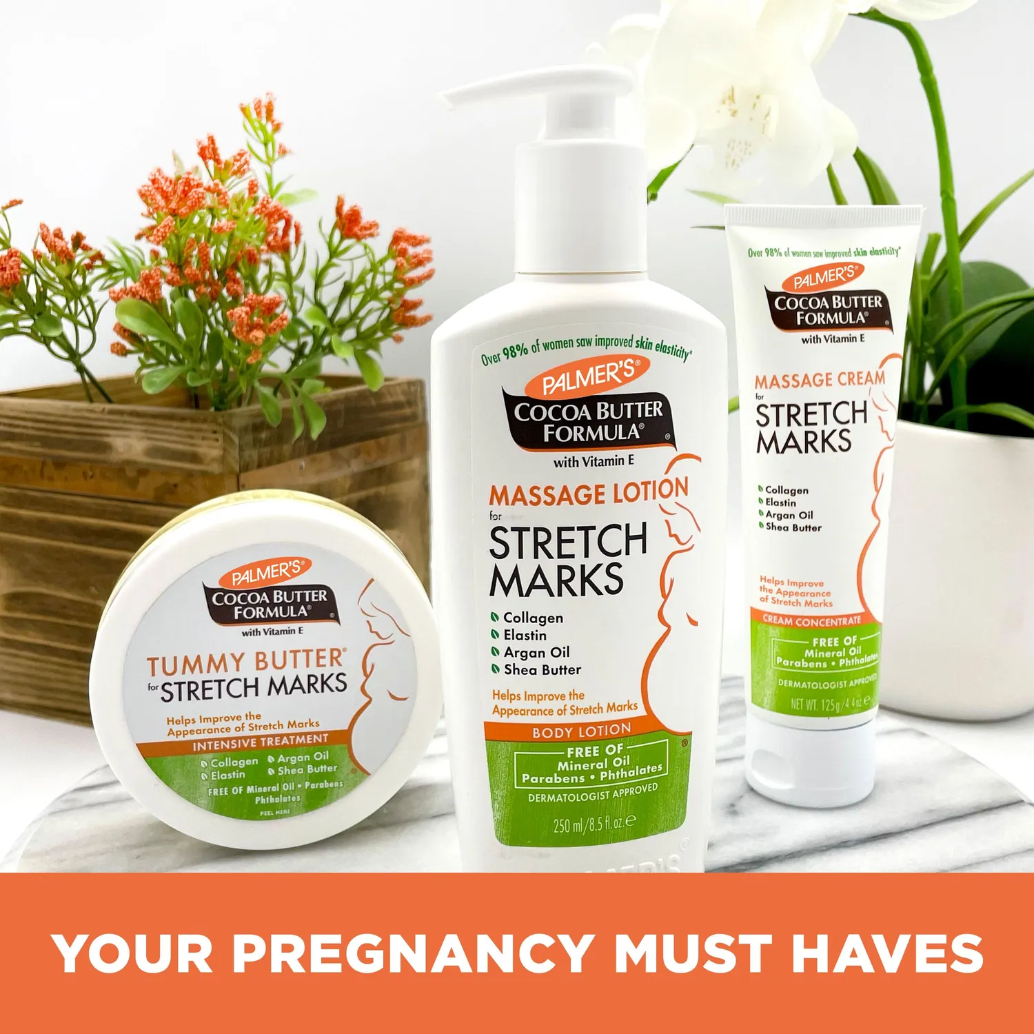 Palmer's Cocoa Butter Massage Cream striaecrème 4.4 oz buik