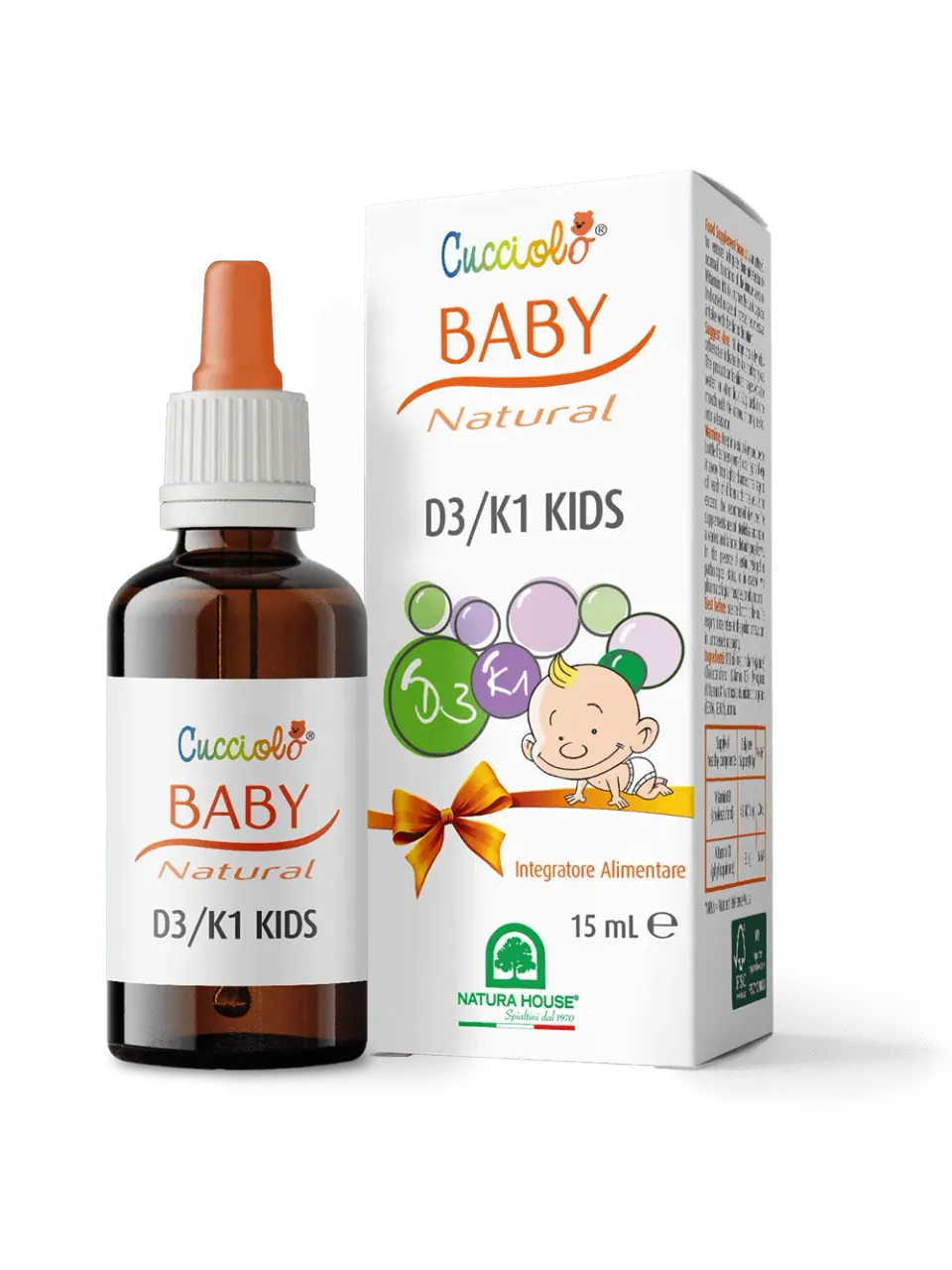 Natura House Cucciolo Baby vitamine D3+K1 druppels 15 ml